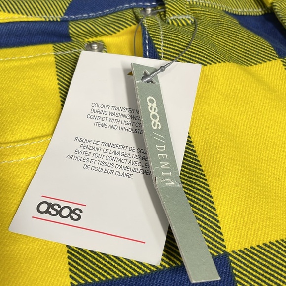 NWT ASOS Blue and Yellow Plaid Checkered High Rise Jeans 30 - Picture 7 of 15
